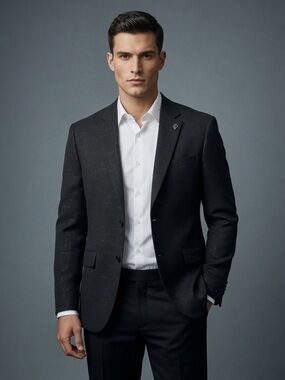 Men's Black Tailored Blazer - Classic Formal Jacket